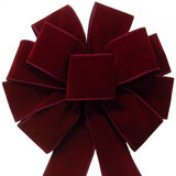 Wired Indoor Outdoor Burgundy Velvet Bow (2.5"ribbon~10"Wx20"L)