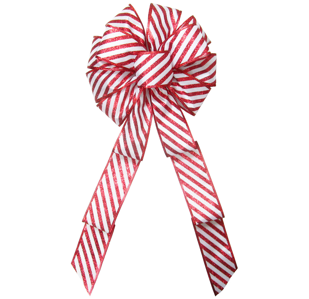 Curve Striped Wired Christmas Ribbon - 2 1/2 x 10 Yards, Red Glitter,  Natural Ribbon, Candy Cane Swirls, Garland, Gifts, Wreath, Bows 