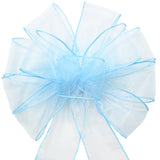 Wired Light Blue Chiffon Sheer Bows (2.5"ribbon~10"Wx20"L)