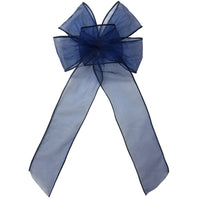 Wired Sheer Bows - Wired Navy Blue Chiffon Sheer Bows (2.5"ribbon~6"Wx10"L)