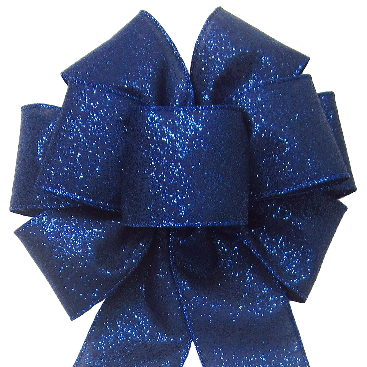 Christmas Wreath Bows - Wired Navy Blue Glittering Sparkle Bow 8 Inch