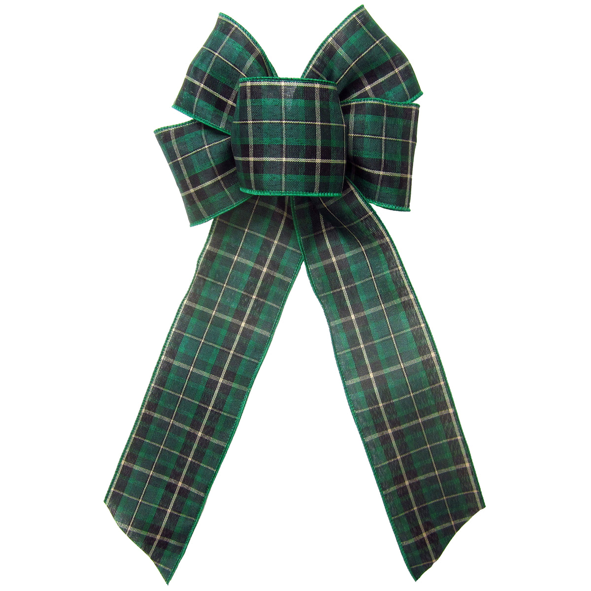 Plaid Christmas Bows - Wired Hunter Green Tartan Plaid Bow 6 Inch
