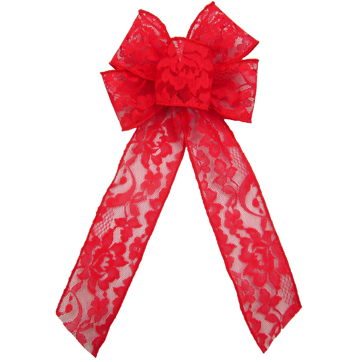 Christmas Bows - Wired Red Sheer Chiffon Christmas Wreath Bow 6 Inch