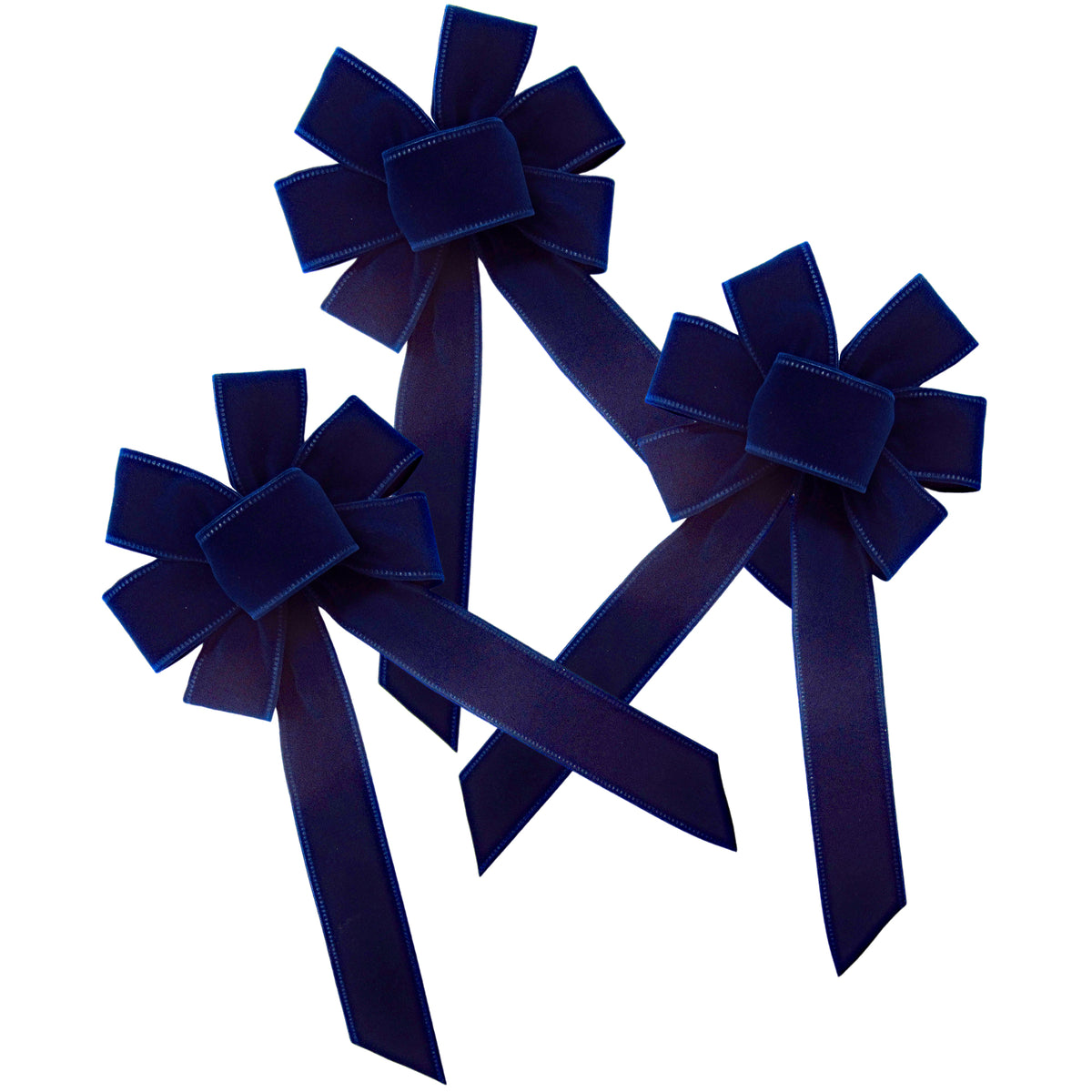 Hand tied Bows - Wired Indoor Outdoor Royal Blue Velvet Bow 8 Inch