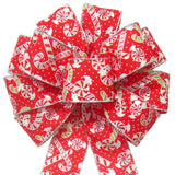 Wired Peppermint Candy Canes Christmas Bow (2.5"ribbon~10"Wx20"L)