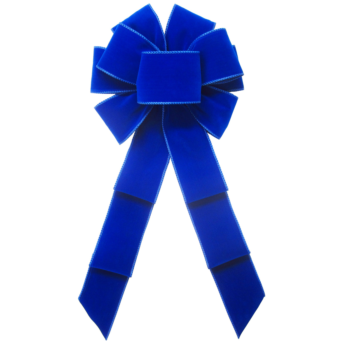 Hand tied Bows - Wired Indoor Outdoor Royal Blue Velvet Bow 8 Inch