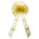 Wired Gold Chiffon Sheer Bows (2.5"ribbon~10"Wx20"L)