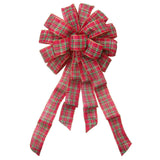 Plaid Christmas Bows - Wired Traditional Plaid Bow (2.5"ribbon~14"Wx24"L)