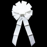 Wired Indoor Outdoor White Velvet Bow (2.5"ribbon~10"Wx20"L)
