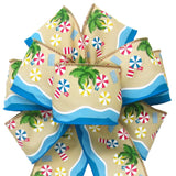 Summer Wreath Bows - Wired Seashore Beach Party Bows (2.5"ribbon~8"Wx16"L)