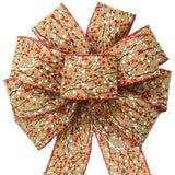 Christmas Bows - Wired Berries & Snow Linen Burlap Bow (2.5"ribbon~10"Wx20"L)