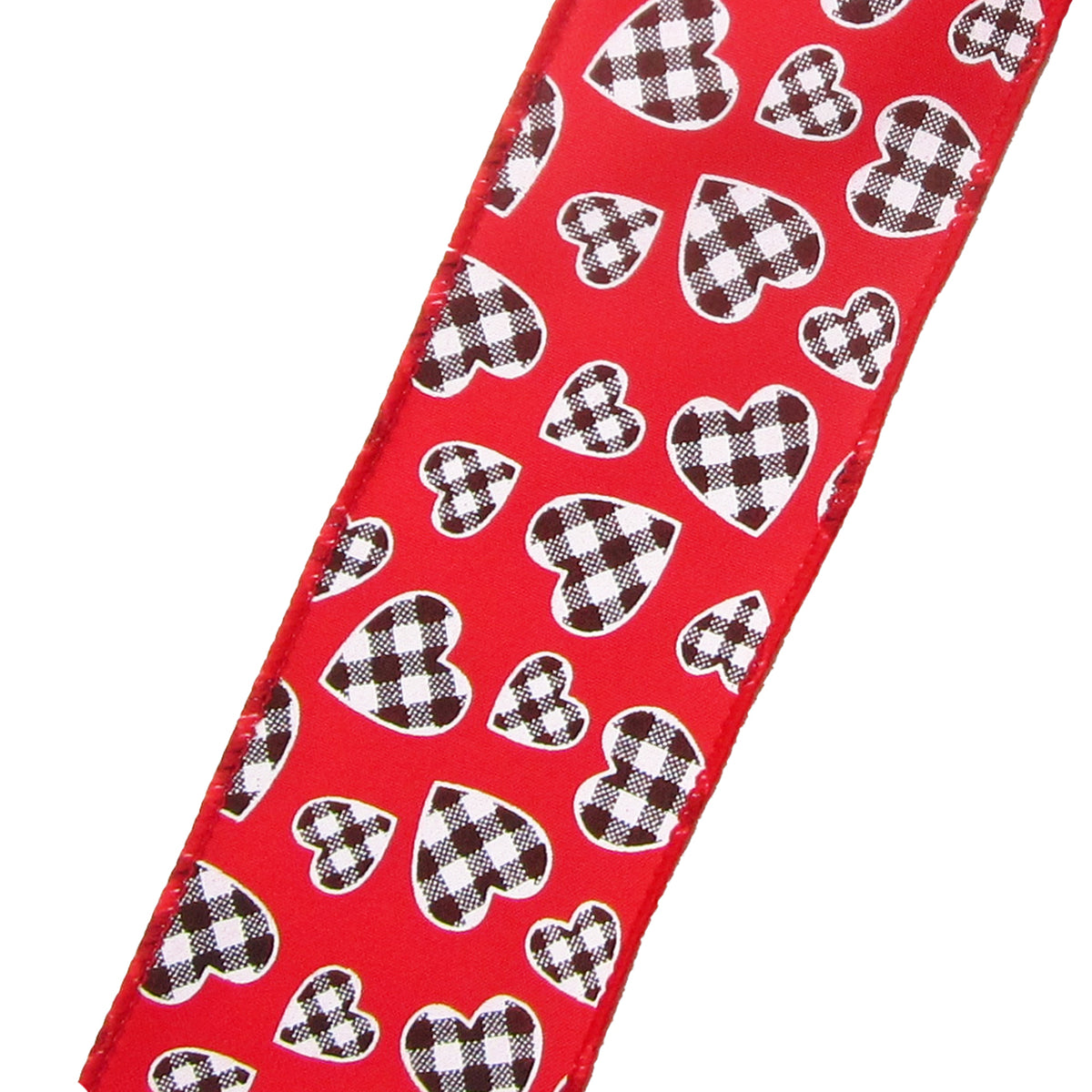 Wired Buffalo Plaid Hearts Red Valentine Ribbon (#40-2.5
