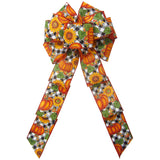 Fall Wreath Bows - Wired Buffalo Plaid Pumpkins Sunflowers Bows (2.5"ribbon~8"Wx16"L)