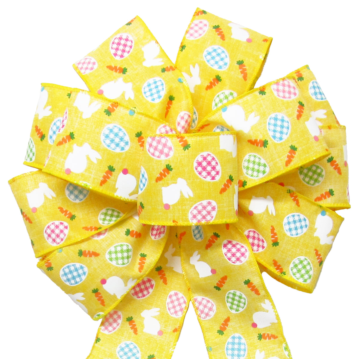 Spring Bows - Easter Bows - Wired Easter Bunnies & Eggs Blue Bow 10