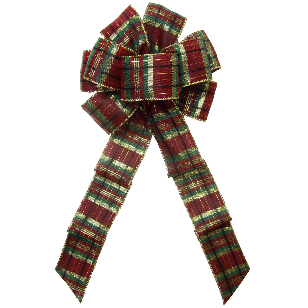 Plaid Christmas Bows - Holiday Bows - Wired Burgundy Plaid Bow 8 Inch
