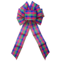 Wired Easter Basket Buffalo Plaid Bow (2.5"ribbon~8"Wx16"L) - Alpine Holiday Bows