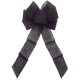 Wired Burlap Bows - Wired Gunnysack Black Burlap Bow (2.5"ribbon~8"Wx16"L)