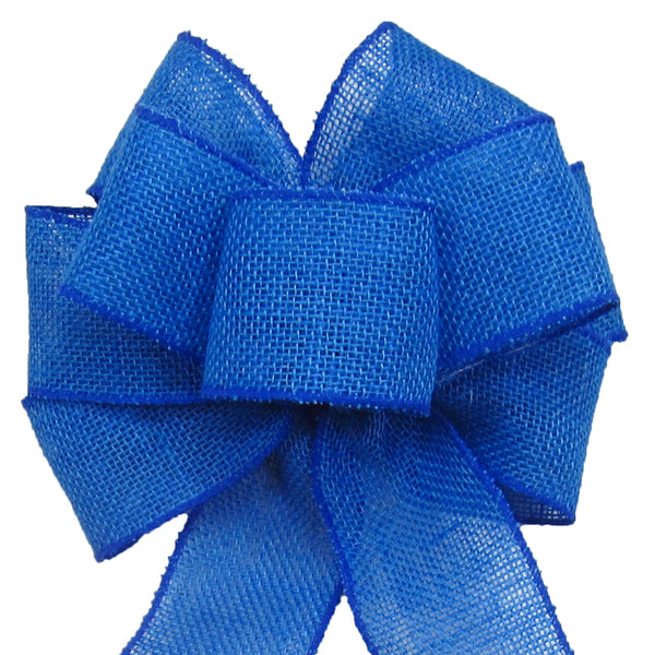 Wired Burlap Bows - Wired Gunnysack Royal Blue Burlap Bow (2.5"ribbon~8"Wx16"L)