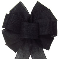 Burlap Bows - Wired Gunnysack Black Burlap Bow (2.5"ribbon~10"Wx20"L)