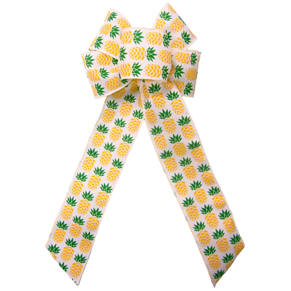 Fruit Bows - Wired Plenty of Pineapples Fruit Bows (2.5"ribbon~6"Wx10"L)