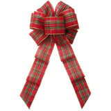 Plaid Christmas Bows - Wired Traditional Plaid Bow (2.5"ribbon~8"Wx16"L)