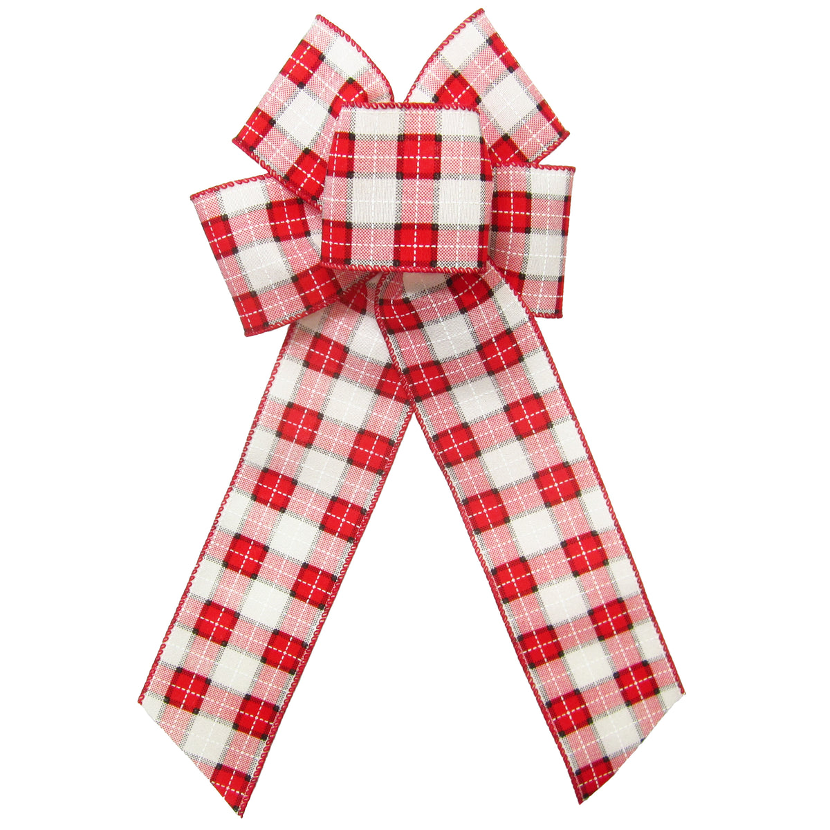 Plaid Christmas Bows Wired Windowpane Plaid Christmas Wreath Bow 6"
