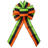 Halloween Bows - Wired Halloween Tri Stripes Linen Bow (2.5"ribbon~8"Wx16"L)