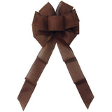 Wired Brown Linen Bow (2.5"ribbon~10"Wx20"L) - Alpine Holiday Bows