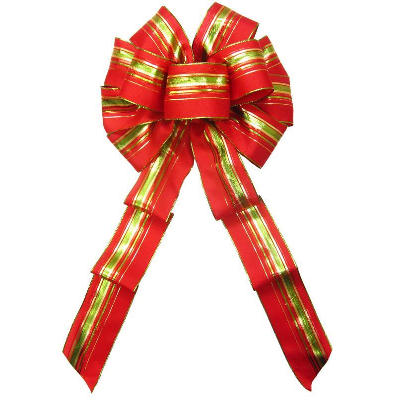 Christmas Wreath Bows Wired Festive Deco Red Holiday Bow 10 Inch