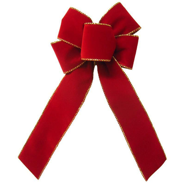 Christmas Bows - Wired Indoor Outdoor Berry Velvet Bow (2.5"ribbon~6"Wx10"L)