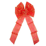 Christmas Bows - Wired Red & Gold Sparkle Swirl Bow (2.5"ribbon~8"Wx16"L)