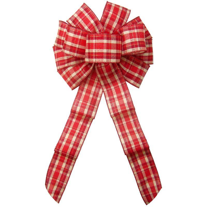 Christmas Wreath Bows Wired Fireside Plaid Christmas Bows 10 Inch