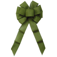 Wired Moss Green Linen Bow (2.5"ribbon~10"Wx20"L) - Alpine Holiday Bows