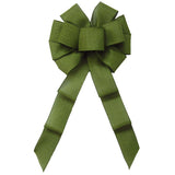 Wired Moss Green Linen Bow (2.5"ribbon~10"Wx20"L) - Alpine Holiday Bows