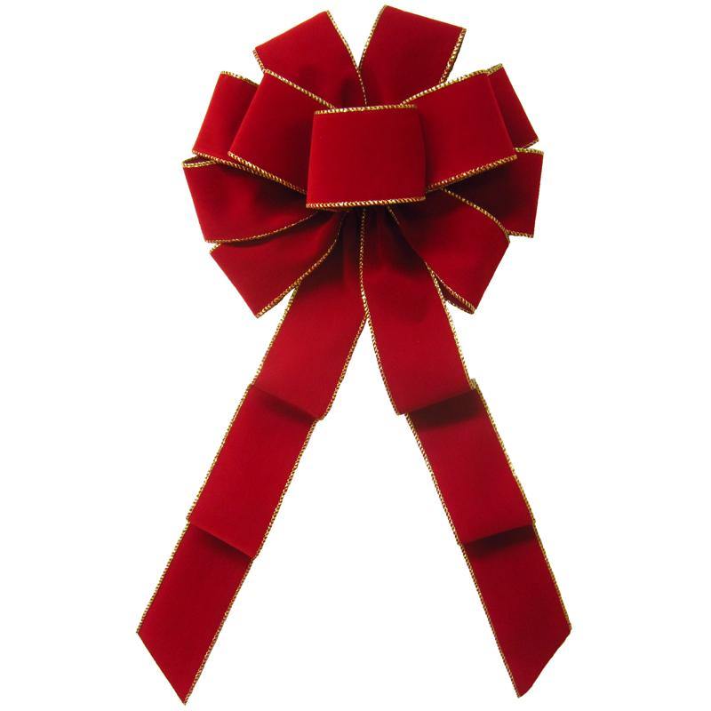 Hand Tied Bows Wired Indoor Outdoor Berry Red Velvet Bow 10 Inch