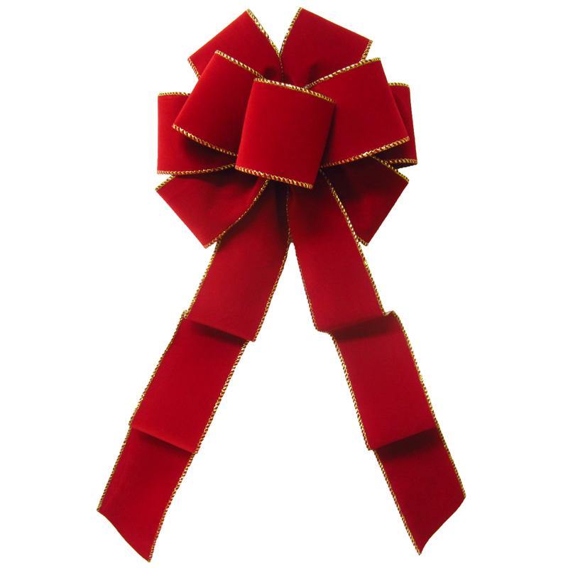 Small Christmas Bows - Wired Indoor Outdoor Burgundy Velvet Bows 5 Inch