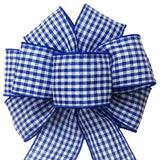 Gingham Check Navy Blue & White Bow (2.5"ribbon~8"Wx16"L) - Alpine Holiday Bows