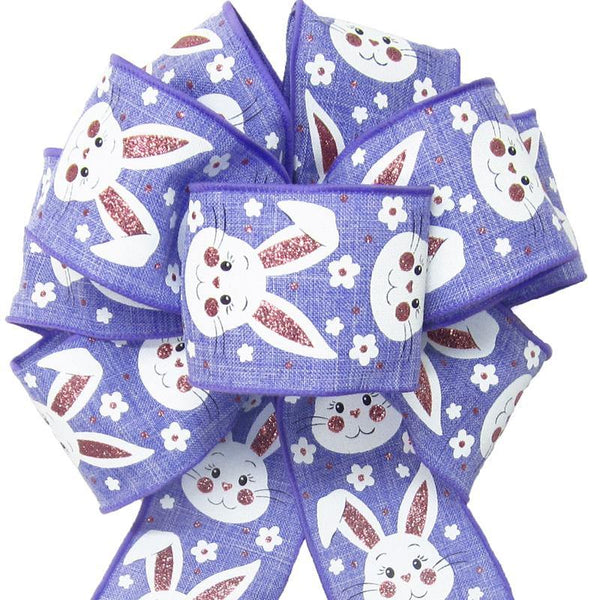 Wired Purple Linen Easter Bunny Bow (2.5"ribbon~8"Wx16"L) - Alpine Holiday Bows