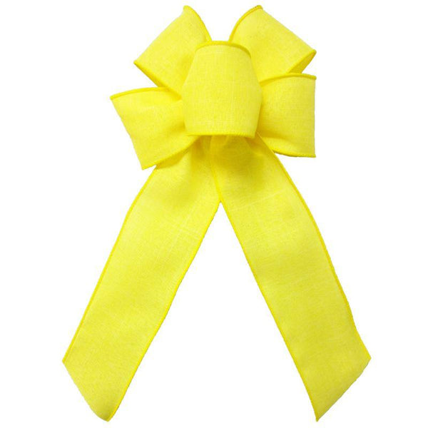 Wired Yellow Linen Bow (2.5"ribbon~6"Wx10"L) - Alpine Holiday Bows