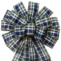 Plaid Wreath Bows - Wired Blueberry Plaid Christmas Bow (2.5"ribbon~14"Wx24"L)