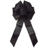Wired Outdoor Black Flower Embossed Waterproof Bow (2.5"ribbon~8"Wx16"L)