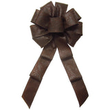 Wired Outdoor Brown Flower Embossed Waterproof Bow (2.5"ribbon~10"Wx20"L)