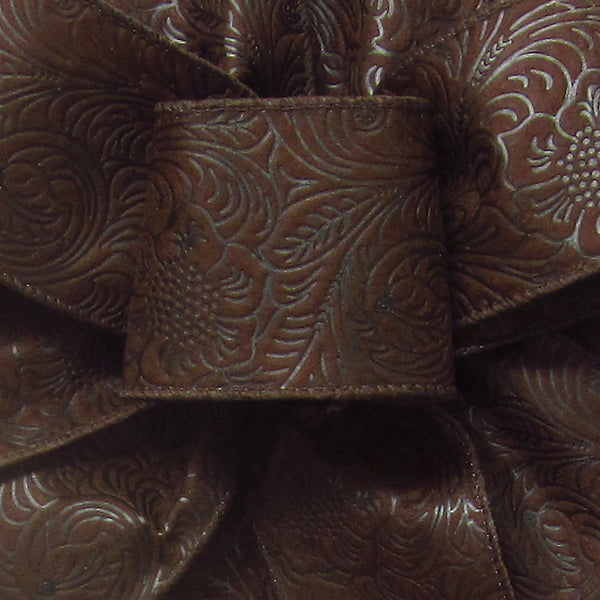 Wired Outdoor Brown Floral Breeze Ribbon (#40-2.5"Wx10Yards)