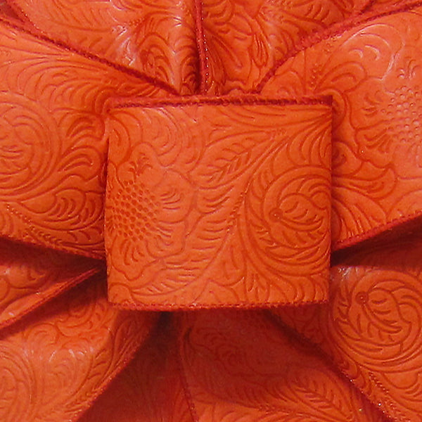 Wired Outdoor Burnt Orange Floral Breeze Ribbon (#40-2.5"Wx10Yards)
