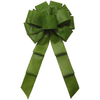 Wired Outdoor Moss Green Flower Embossed Waterproof Bow (2.5"ribbon~10"Wx20"L)