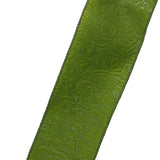 Wired Outdoor Moss Green Floral Breeze Ribbon (#40-2.5"Wx10Yards)