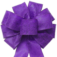 Wired Outdoor Purple Flower Embossed Waterproof Bow (2.5"ribbon~10"Wx20"L)