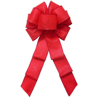 Wired Indoor Outdoor Red Flower Embossed Waterproof Bow (2.5"ribbon~8"Wx16"L)