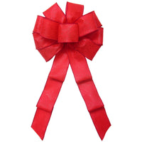 Wired Indoor Outdoor Flower Embossed Waterproof Red Bow (2.5"ribbon~10"Wx20"L)