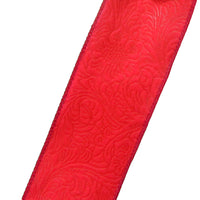 Wired Outdoor Red Floral Breeze Ribbon (#40-2.5"Wx10Yards)